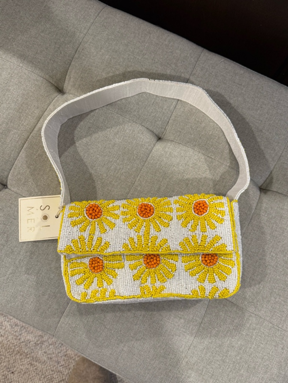 Beaded Yellow Daisy Bag